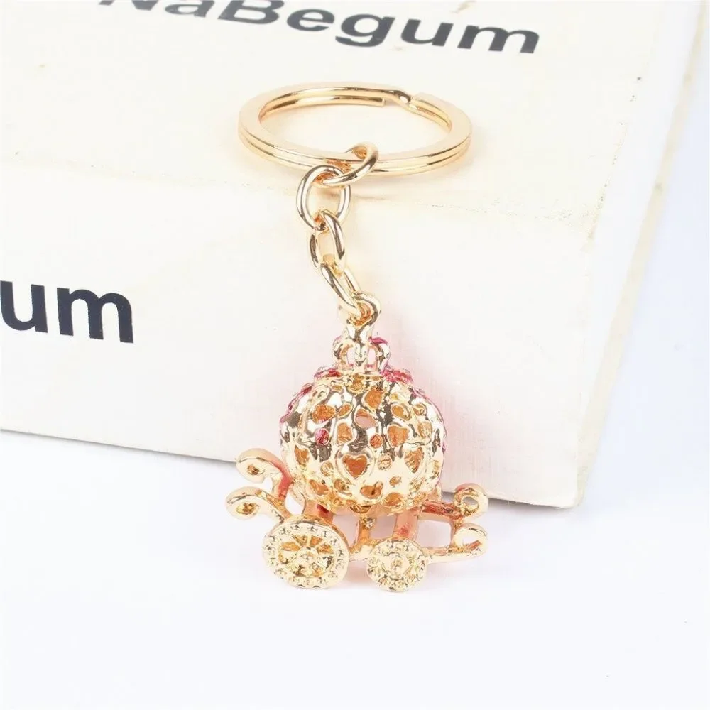 Pumpkin Keyring Rhinestone Charm Xtra Small Pink